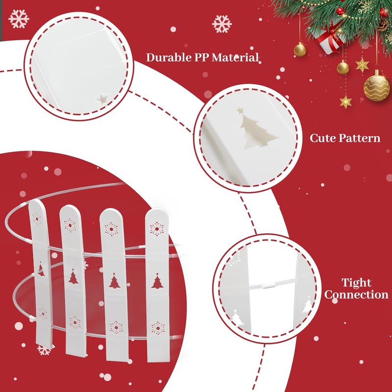 DEROFIT Christmas Tree Fences: 28 Pieces 16.5" Tall White DIY Christmas Tree Gate Picket Fence Border for Xmas Holiday Party Decoration - 4.6 x 16.5 Inches Decorative Plastic Tree Barrier - Image 2